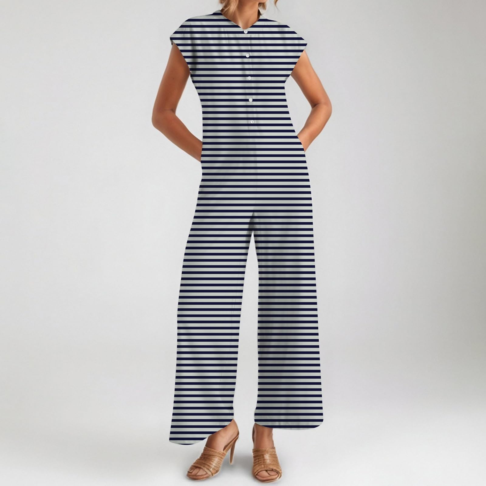 Generisch Tuta da donna leggera e traspirante, scollo rotondo, per dimagrire, casual, versatile, per pendolari, vacanze