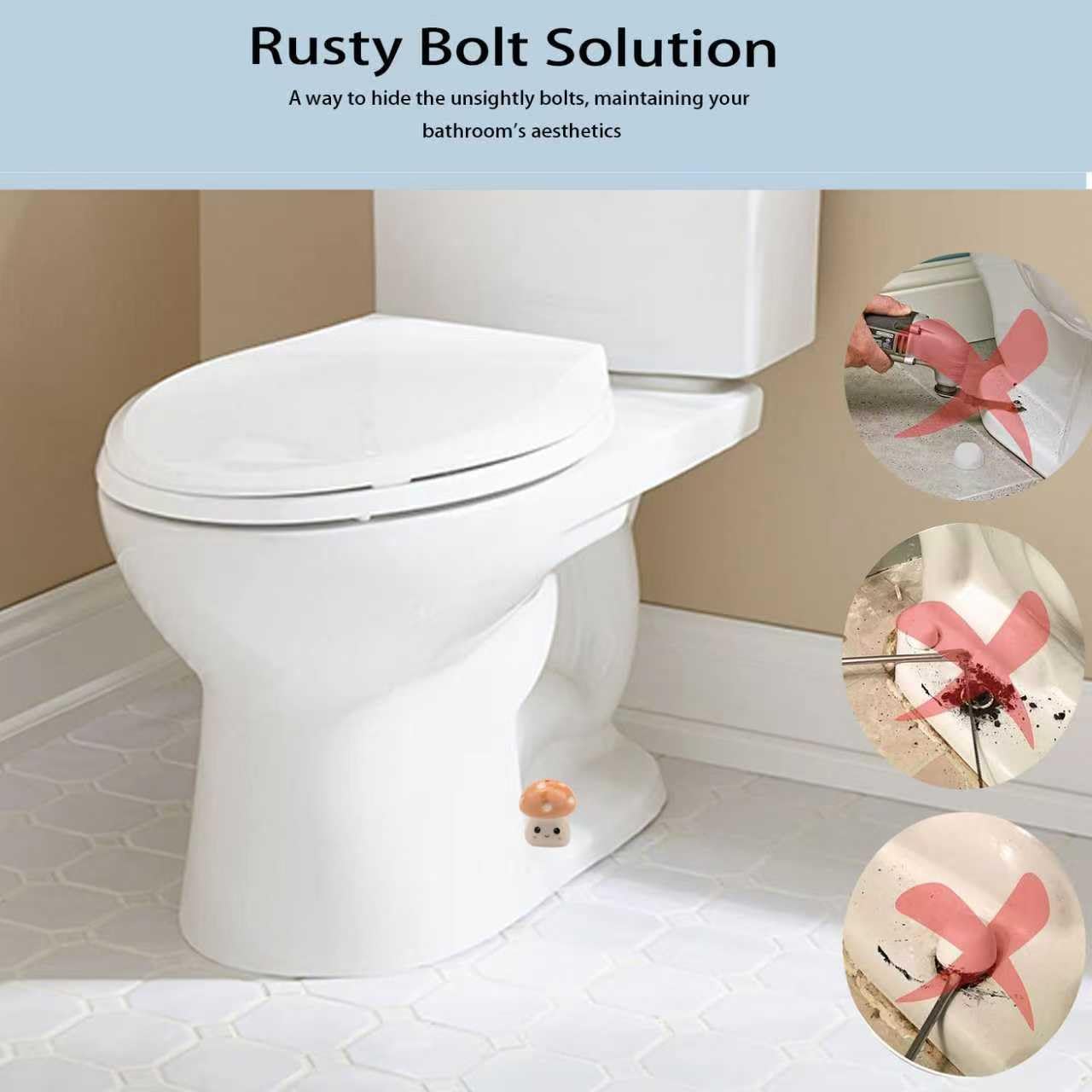 2 Pcs Ceramic Mushroom Toilet Floor Bolt Caps, Cute Animal Toilet Bolt Covers Decorative,Toilet Bolt Cover for Bottom, Decorative Bathroom Toilet Bolt Easy Installation (Mushroom-Orange)