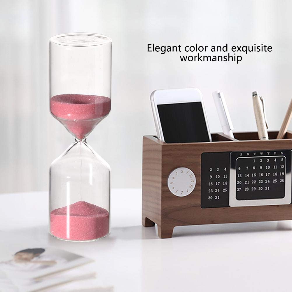 Clessidra A Cilindro 30 Minuti – Timer In Vetro Con Sabbia Blu E Rosa, 18 Cm, Decorazione Minimalista - 3