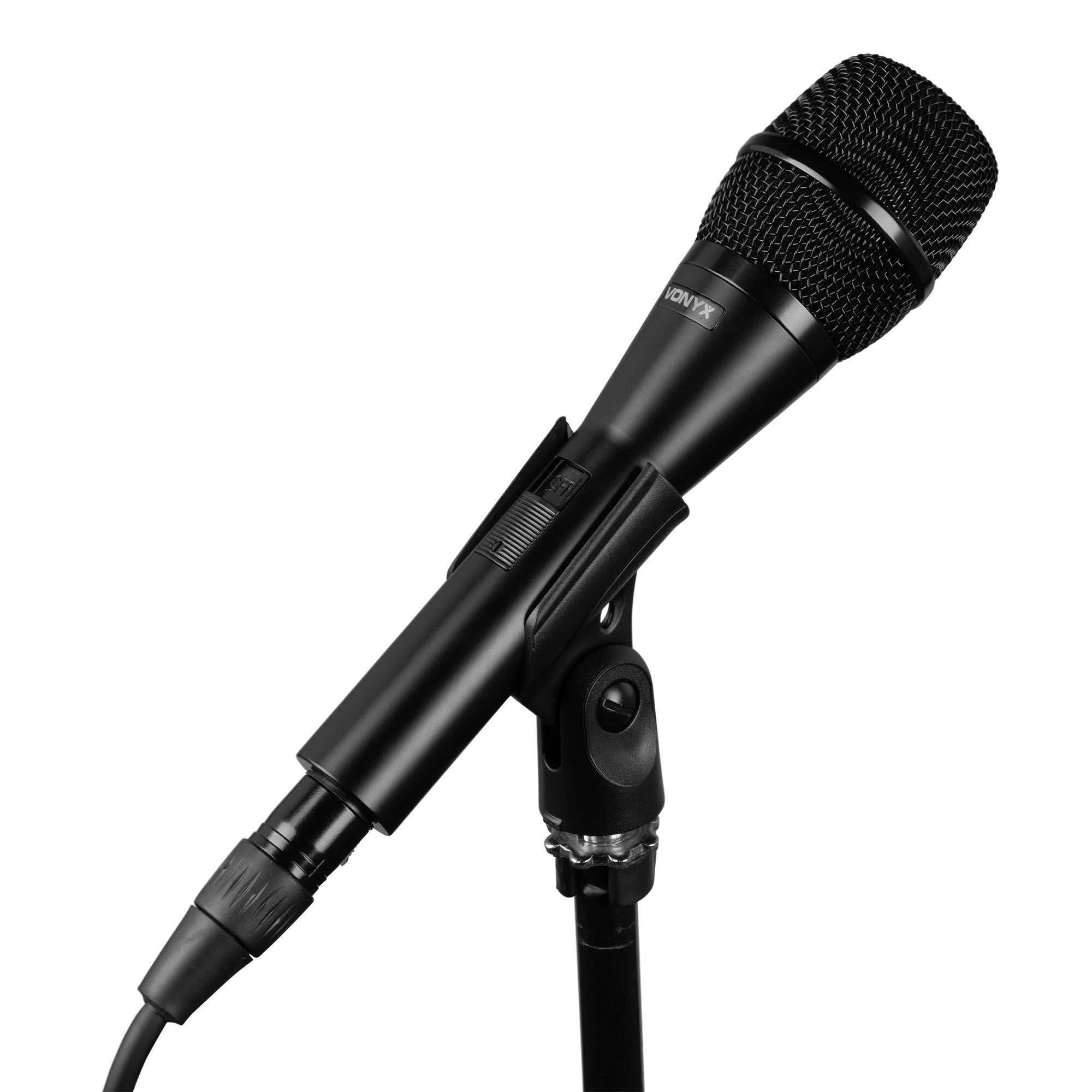 Vonyx VDM09 Kondensator Mikrofon zum Singen, für Podcast & Instrumente – XLR Mikrofon mit 5 Meter Kabel & Case – Professionelles Studio Microphone mit Popschutz, Phantom 12–48 V - Schwarz
