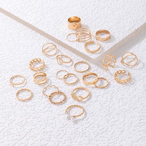 Inenimartj Knuckle Rings For Women Teen Girls,22 Pcs Gold Rings Set Multiple Boho Stackable Vintage Finger Ring For Teens (22Pcs Gold Rings) #TOP5