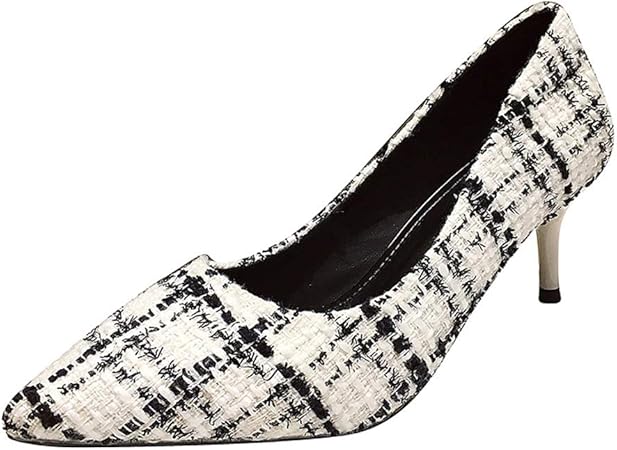 KKCD vrouwen puntige hoge hakken, slanke hak 6Cm hoog geruit geweven  gesloten teen sexy comfortabele schoenen met hoge hakken zijn geschikt voor  dagelijks gebruik en op de werkplek : Amazon.nl: Kleding, schoenen