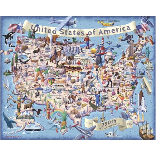 Rompecabezas Boardwalk Puzzle Company America the Beautiful – 250th Anniversary, 1000 piezas, arte exclusivo de Andy C. Ellis, piezas encajables de precisión, para adultos miniatura 2