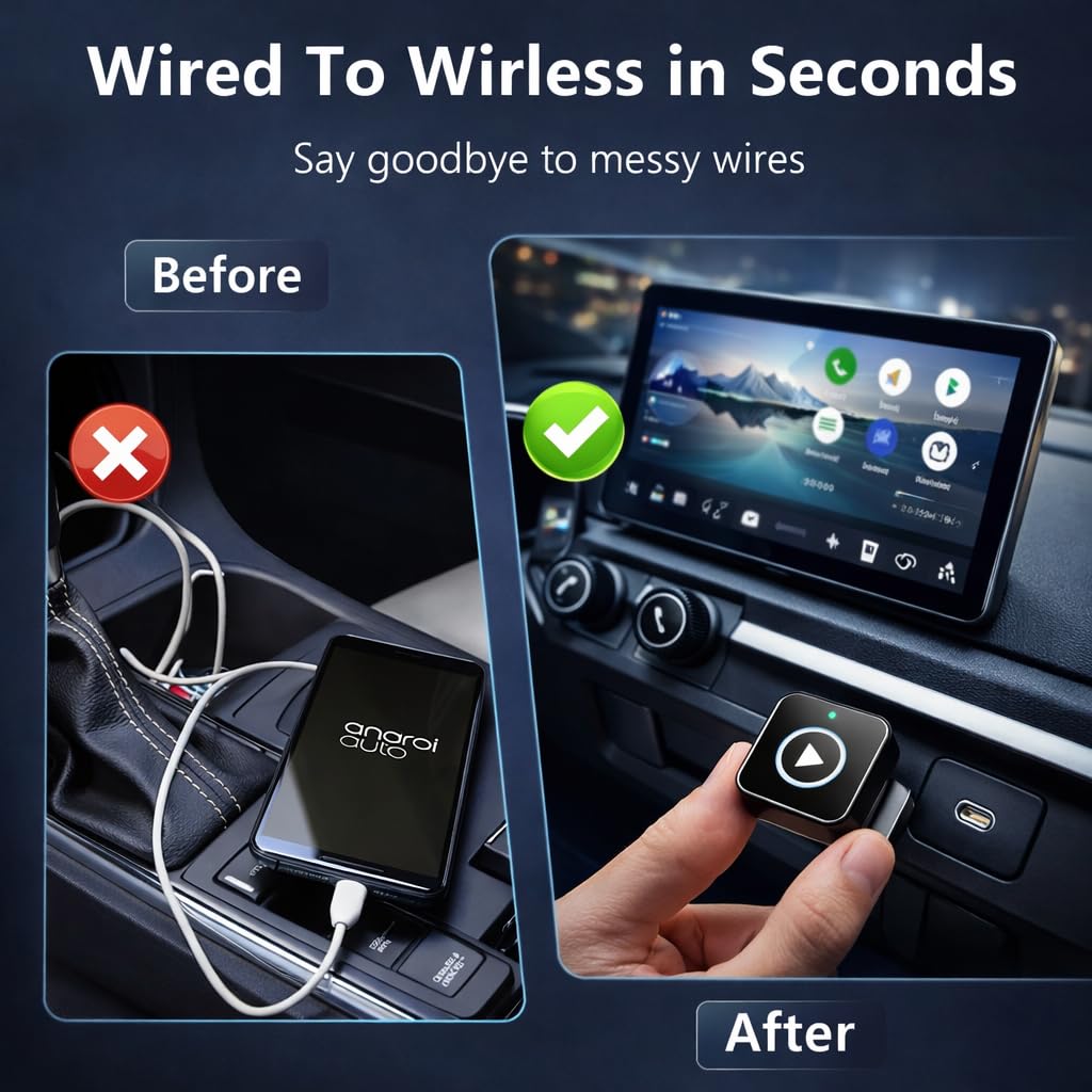 Wireless CarPlay/Android Auto Converter – 2026 Plug-and-Play Adapter for Turning Wired CarPlay & Android Auto into Wireless, UK Version (SBR01) — view 5