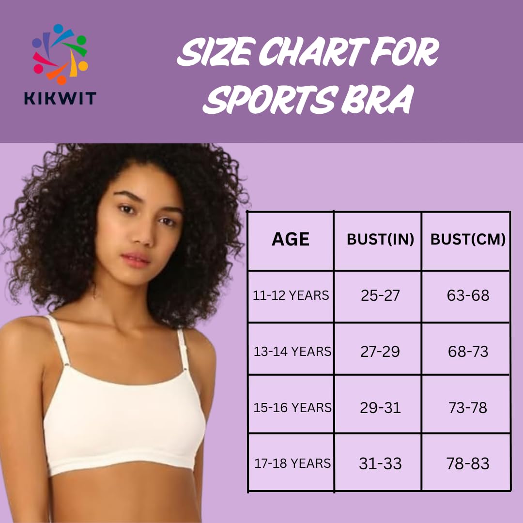 MAGICMOON Padded Sports Bra for Girls, Uniform Bras, Beginners Bras, Flat Padding for Teenager, Training Bra, Non-Wired Gym Bra with Adjustable Thin Strap (11-12 Years, White) 4