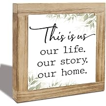 This Is Us Our Life Our Story Our Home Desktop Decor, Farmhouse Wood Box Decor Plaques, Iving Room Inspiration Wood Box Sign, Rustic Farmhouse Living Home Decoration
