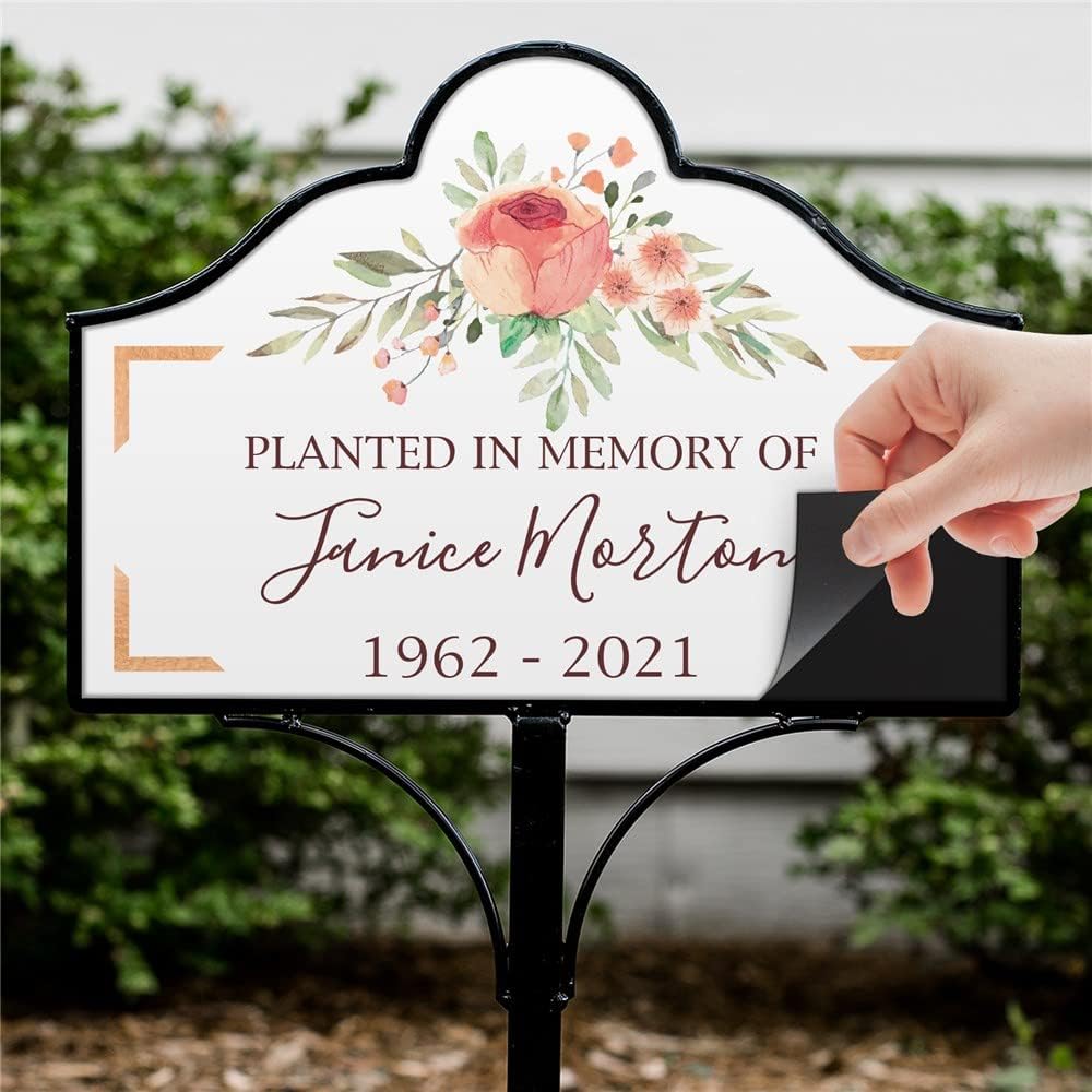 GiftsForYouNow Personalized Planted In Memory Of Floral Magnetic Yard Sign Set