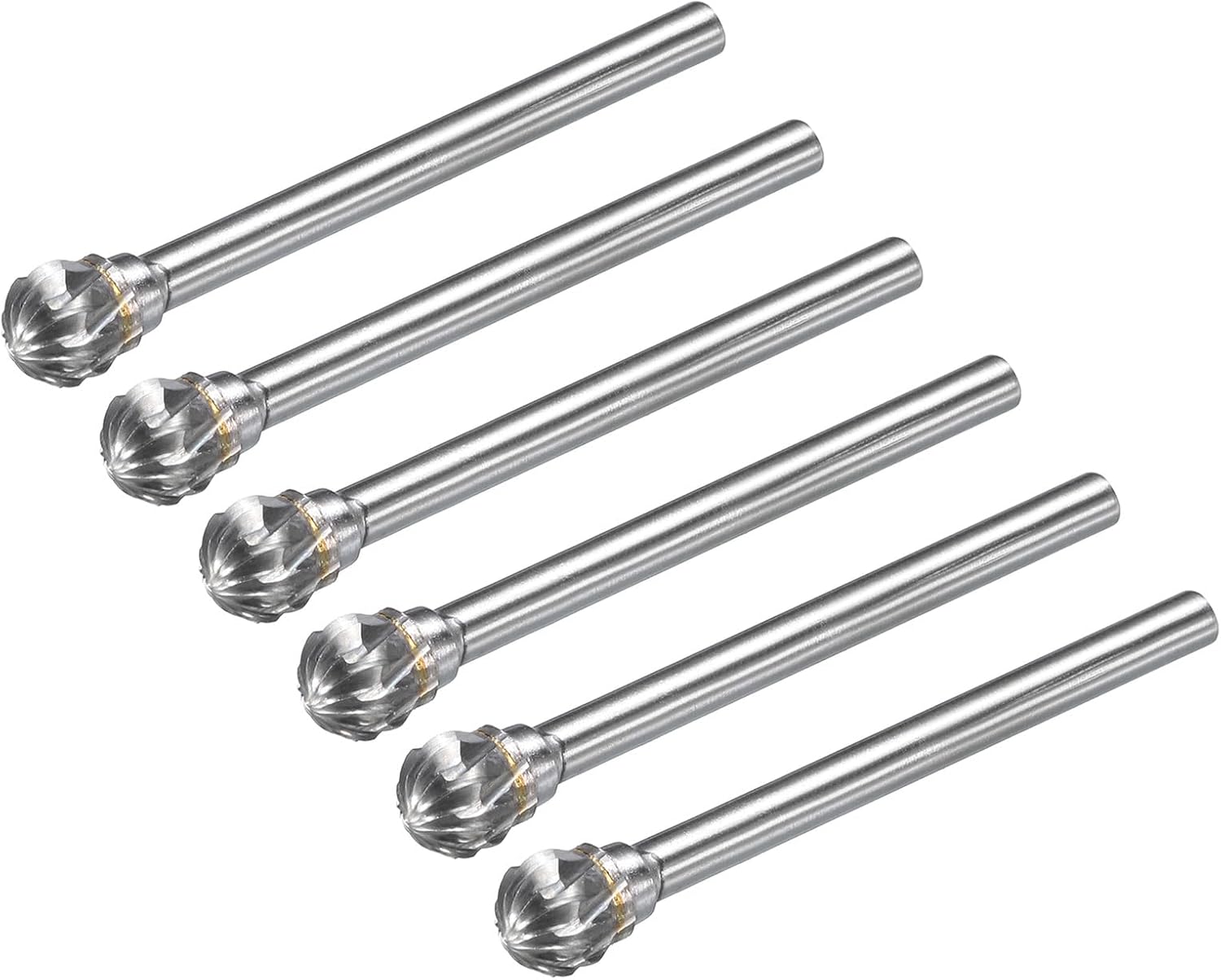uxcell Tungsten Carbide Rotary Files 1/8" Shank, Double Cut Ball Shape Rotary Burrs Tool 6mm Dia, for Die Grinder Drill Bit Wood Soft Metal Carving Polishing Model Engineering, 6pcs