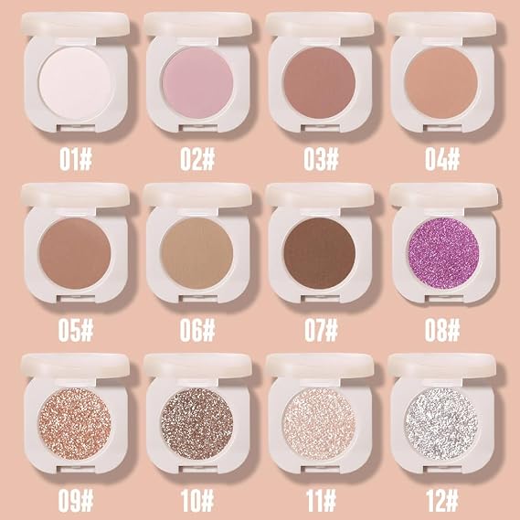 FeiCuiYun Matte Eyeshadow Palette Makeup for Older Women, Matte Nude Pink eyeshadow For Green Blue Eyes, Holographic Multichrome Cream Iridescent Single Monochrome Eye Shadow Makeup