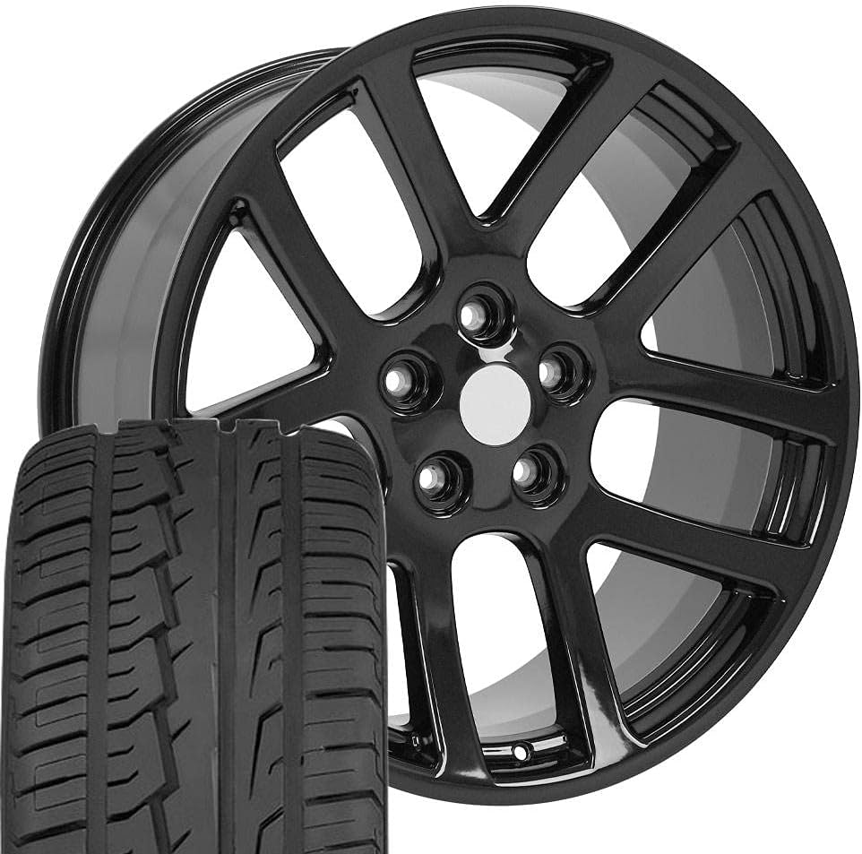 OE Wheels DG51 22 Inch Rims and Tires Fit Ram SRT Style 5x139.7 22x10 Gloss Black - Hollander 2223 - iMove Gen 2 SUV 285/45-22 (Set of 4)