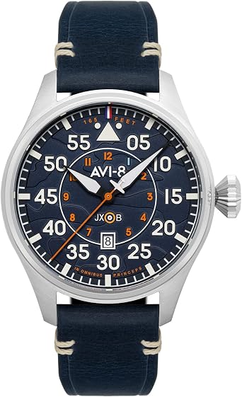 AVI-8 Men's 46 mm Hawker Hurricane Clowes Automatic Pilot Watch with Genuine Leather Strap AV-4097
