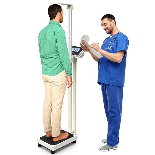 Adamson M1 Medical Scale, 440 lb/ 200 kg Capacity, BMI with Weight and Height, Professional Digital Scale for Body Weight, Home, Hospital, & Physicians, Heavy Duty - White