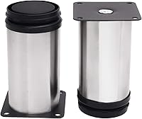 Vista 2 de KINJOEK Paquete de 8 patas ajustables para muebles de gabinete de 4 pulgadas, pies redondos de acero inoxidable para sofá, cama, gabinete