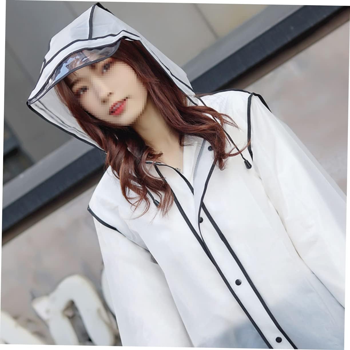 Men Women Raincoat Lightweight Rain Poncho Adjustable Hood for Travel Outdoor Protection