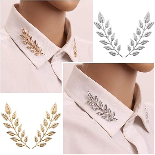 Miniatura 2 de Vpang - 2 pares de elegantes broches de metal con diseño de hoja de trigo, broche para traje, clip, collar, camisa, collar, broche, broche, broche