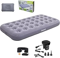 Vista 8 de Colchón de Aire Individual Tamaño Twin para Acampar con Bomba de Aire, Colchón de Aire Inflable de Viaje, Almohadilla de Cama Inflable Portátil