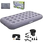 Onirii Twin Size Single Camping Air Mattress Bed with Air Pump,Inflatable Air Mattress,Thickened Portable Blow Up Bed,Travel Sleeping Pad for Truck Tent Camping/Home/Hiking(Grey)
