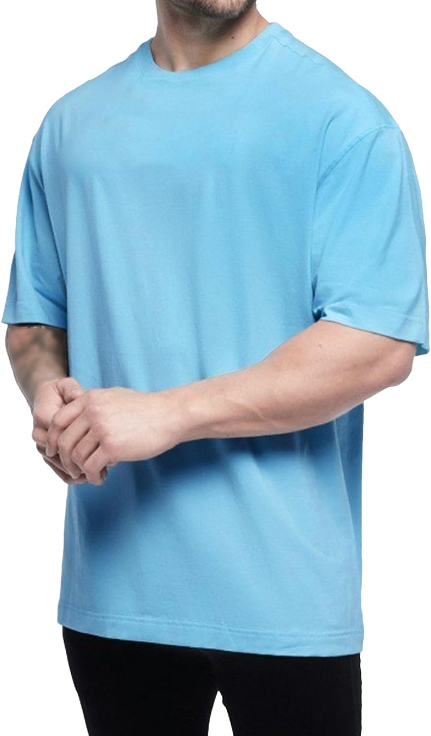 Mens Casual Loose Cotton Short Sleeve T-Shirts Athletic Workout Oversized Pullover T-Shirt Crewneck Basic Tee Tops