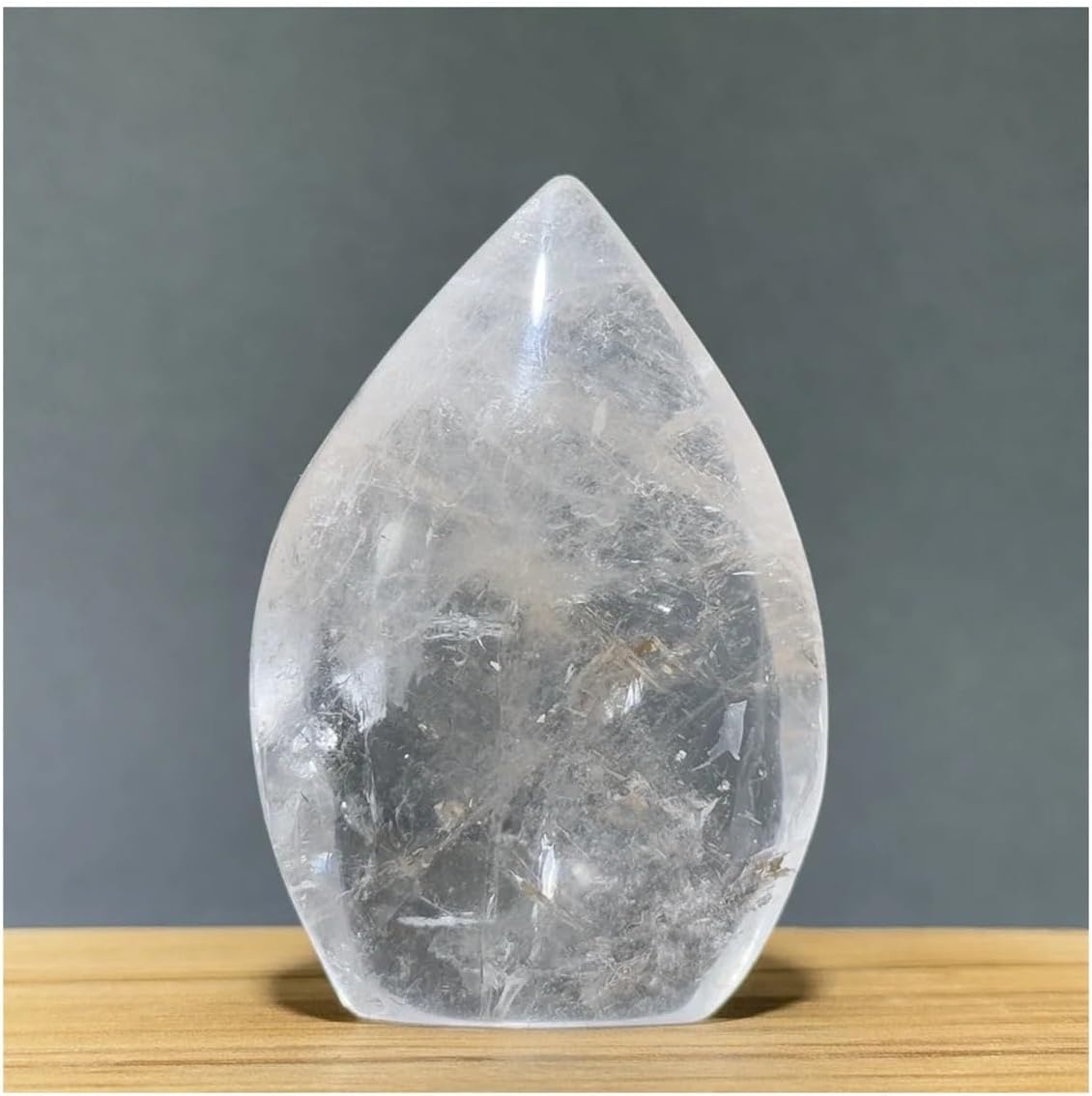 Crystal Stone Transparent White Crystal Free-Form Torch Natural Mineral Home Decoration Crystal Stone Holder Necklace(89g 71mm)
