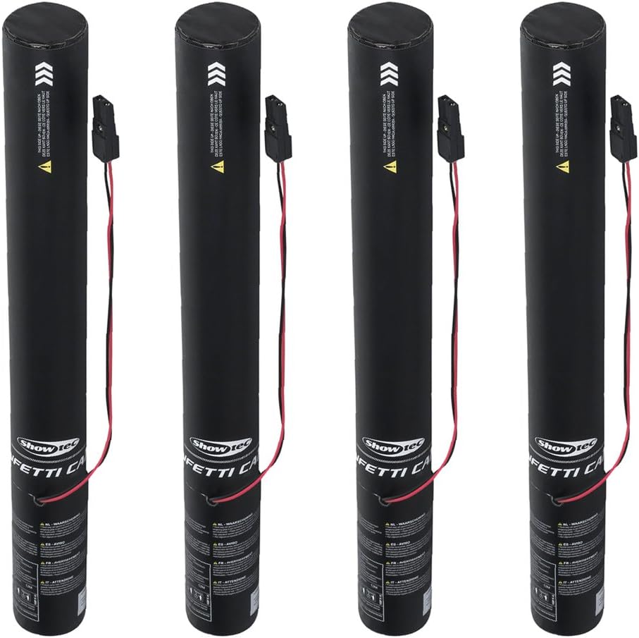 4x Showtec FX Shot 50cm Electric Confetti Cartridge (Black)