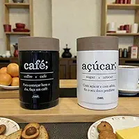 Kit 2 Potes Empilháveis Porta Café e Açúcar Alimentos Cozinha