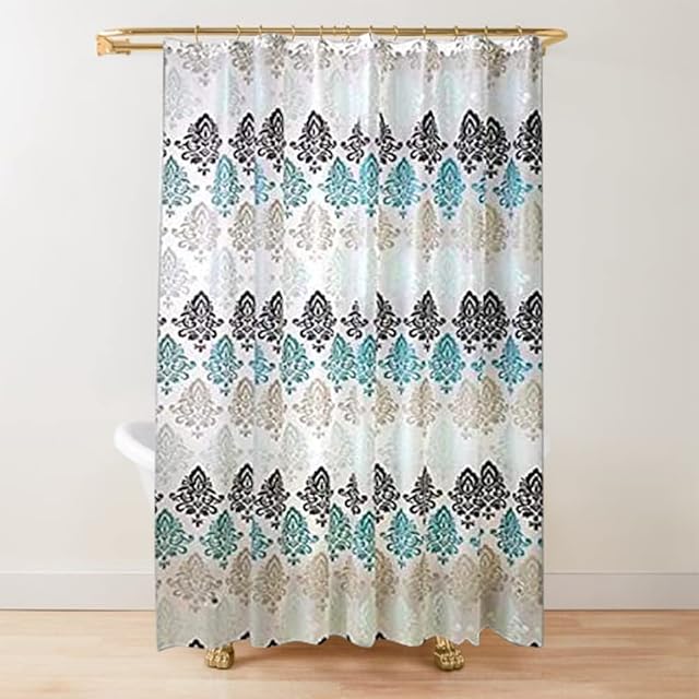 Shower Curtains Mould Proof Resistant with 12 hooks - 180x 180cm, 100% PEVA Wet Room Shower Curtain & Bathroom Curtains to Resist Water, Mildew - Trendy Bathroom Accessories, Floral Pattern