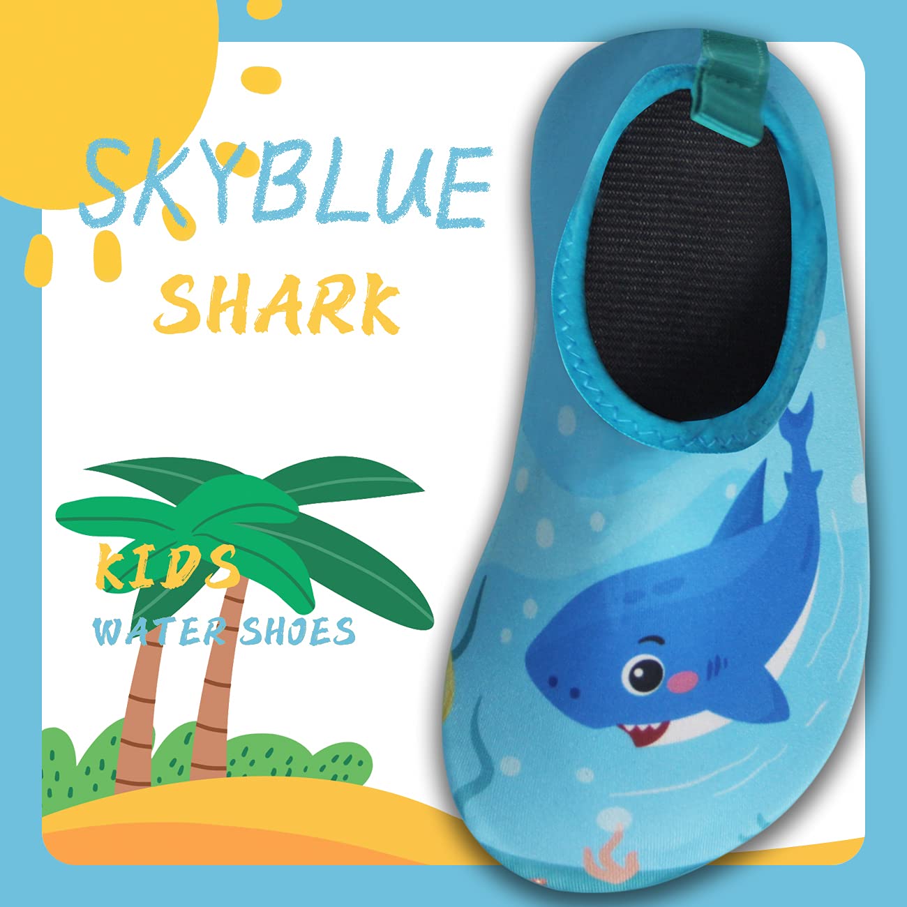 BomKinta Baby Boys Girls Quick Dry Non-Slip Water Shoes Outdoor Walking Aqua Socks for Beach Swimming Pool SkyBlue Size 6-12 Months Infant