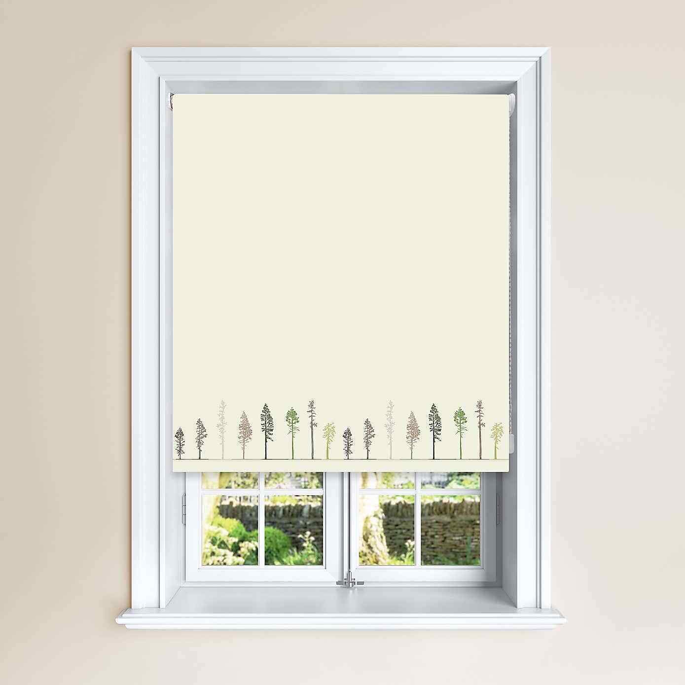 Lister Cartwright Tree Natural & Green Blackout Roller Blinds Child Safety Cut to Size Fixing Included Made to Measure (Green, 120 x 140 cm)