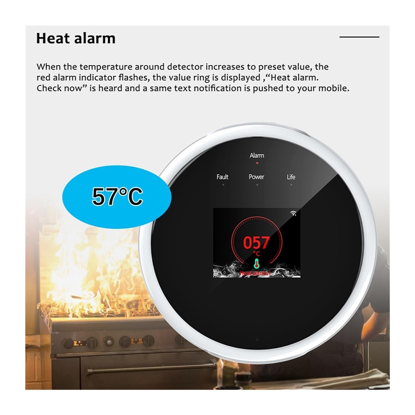 System alarmowy w domu, Inteligentny Alarm Gaz LPG Wyciek Temperatura Pożaru Ciepło 70DB Detektor Czujnik Ustawienie Sceny Ze Sterownikiem Zaworu(2 PCS)