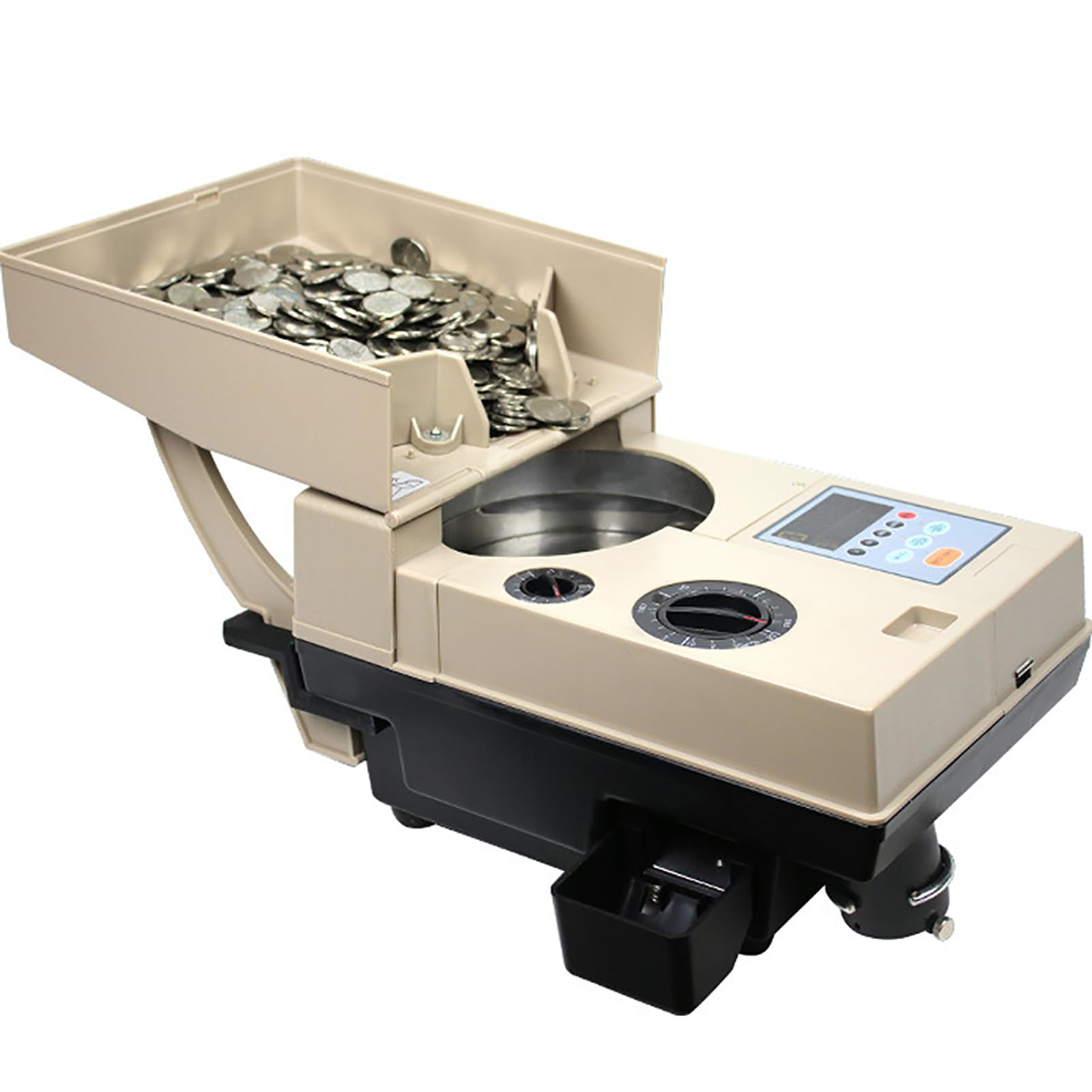 Macchina selezionatrice di Monete, Conta Monete elettronico con Pannello di Controllo Intelligente, capacità 2000, 1500 Monete/min, Design di accumulo/cancellazione/preimpostazione, Conta Monete, ad