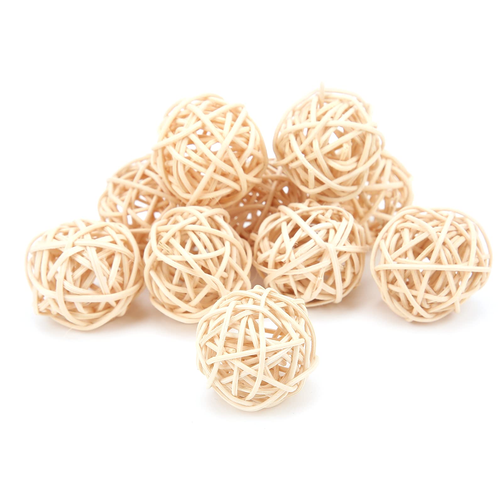 Qcwwy 10 Pcs Bird Chew Toy, Handmade Rattan Balls Pet Chewing Toys Durable to Use Pet Cage Bite Toys Multifunction Bird Toy Rattan Balls for Pet Play Toy (3CM primary color)