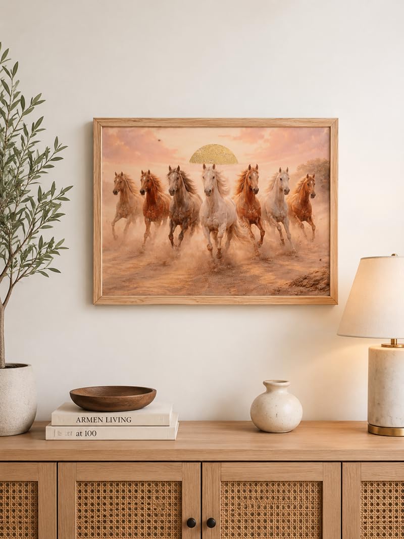 ORBIS Luxury Beautiful Traditional Saptashva Wall Art Home Décor For Living Room,Bed Room,Offices & For Gifting Also in Wooden Frame Long Lasting Durability, 12x16 Inches,-image-15