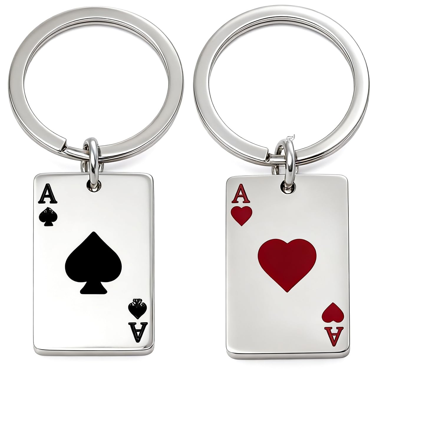 Moydolo 2Pcs Play Card Keychain Charms Lucky Poker Key Chain Ring Pendant Gift for Men