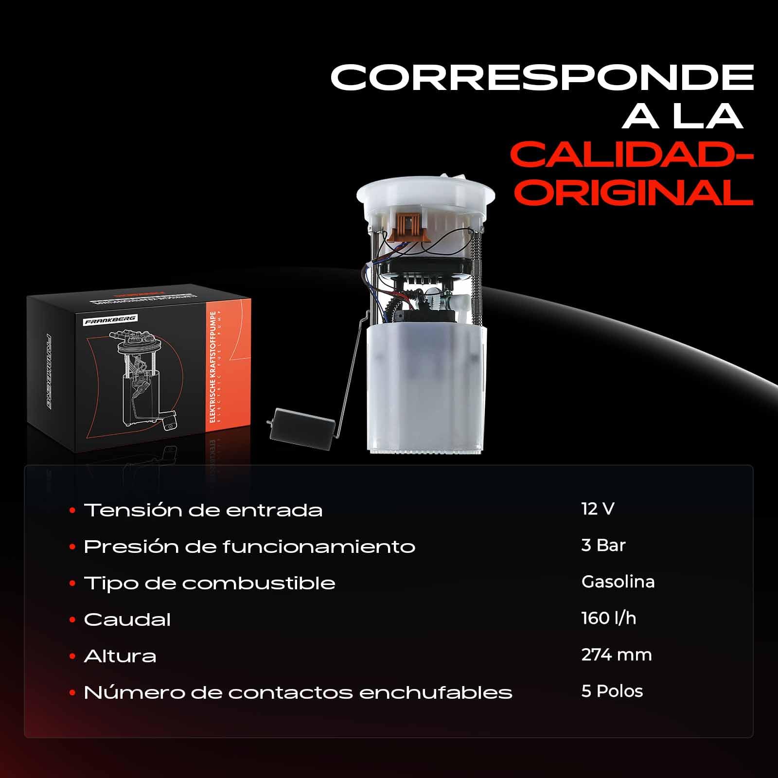 Frankberg Bomba de combustible bomba de gasolina conjunto de módulos de | sin sensor de presión, 5 pines, 1506989; Compatible con: Galaxy WA6, Mondeo IV Turnier BA7, Mondeo IV BA7, S-Max WA6