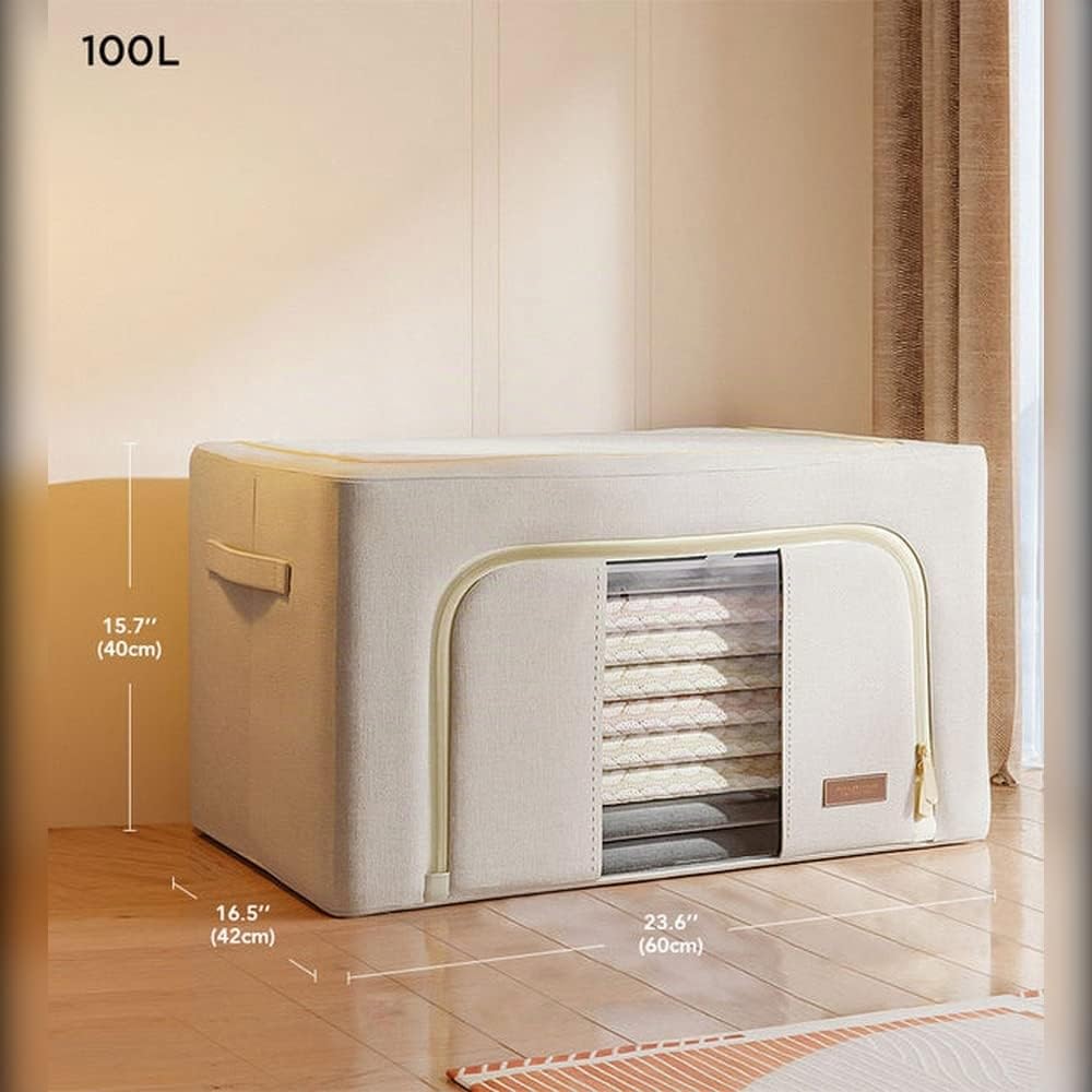 JOYBOS, Set de 2 cajas de almacenamiento de ropa, 200 l (100 x 2), plegable, en material textil