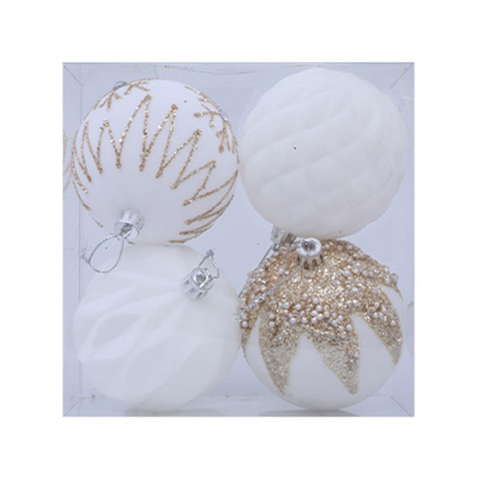 Tsophreniq White 4Pcs Shimmering Christmas Ball Baubles Ornament Shatterproof Christmas Tree Hangings Decorations For Winter Holiday Tree Baubles