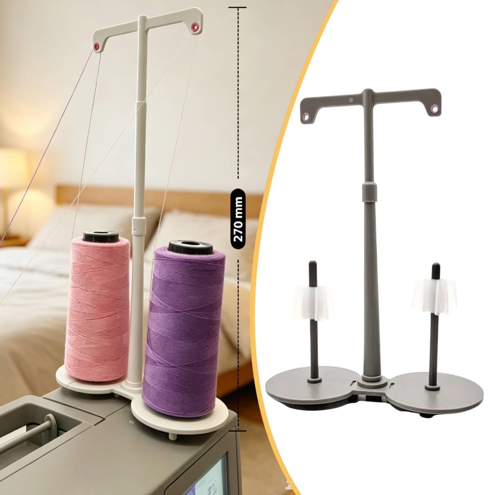 Soporte Doble para Hilo de Acolchado Y Remallado, Gris, Individual