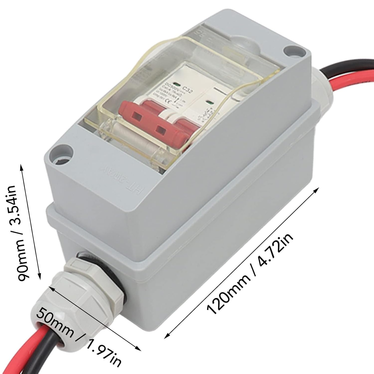 Solar Disconnect Switch, 30 Amp Solar Panel Disconnect Switch, Outdoor Small Breaker Box, Miniature Circuit Breaker 1000V