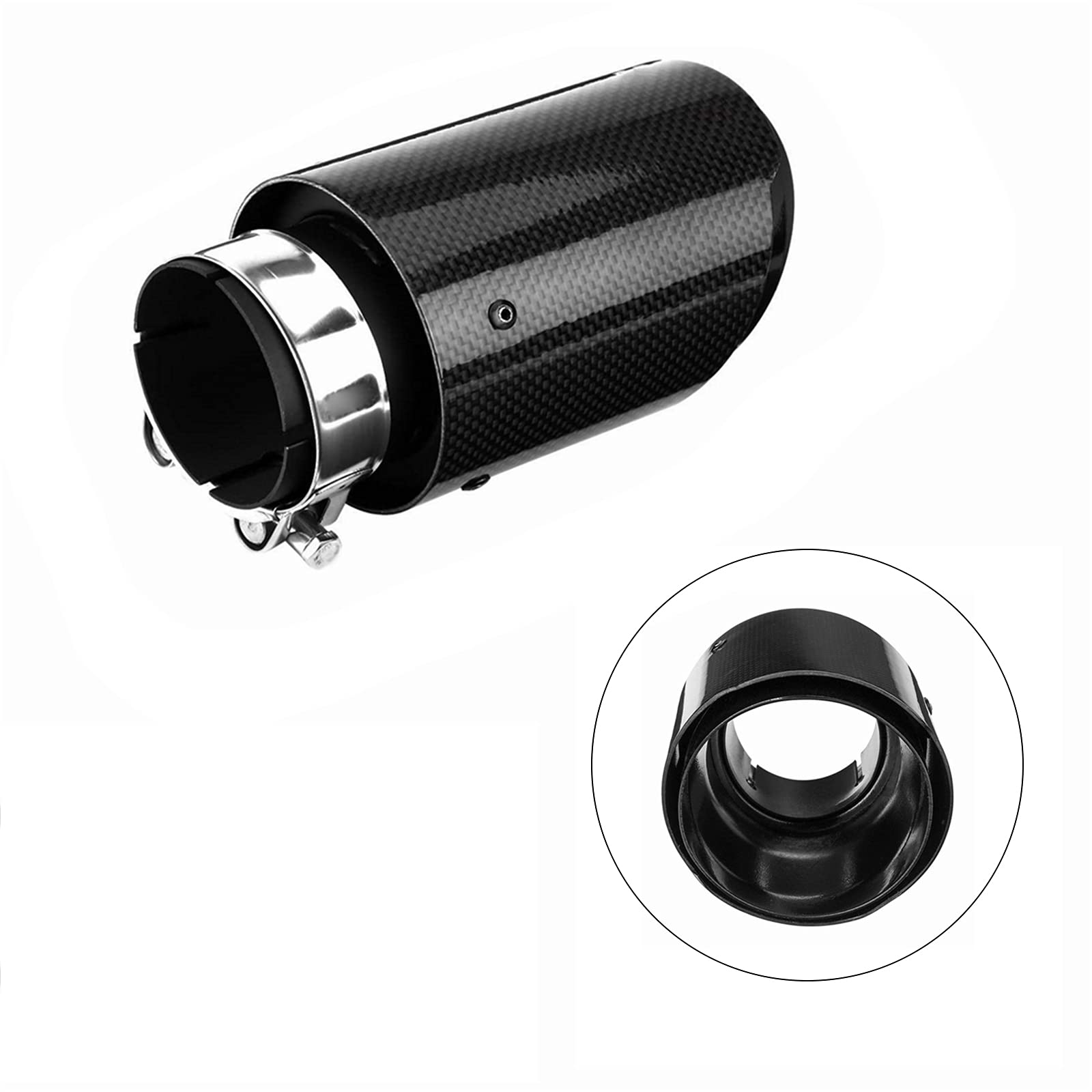 Eachbid Terminale di Scarico per Auto in Fibra di Carbonio Silenziatore Tubo di Scappamento 63mm (Nero)