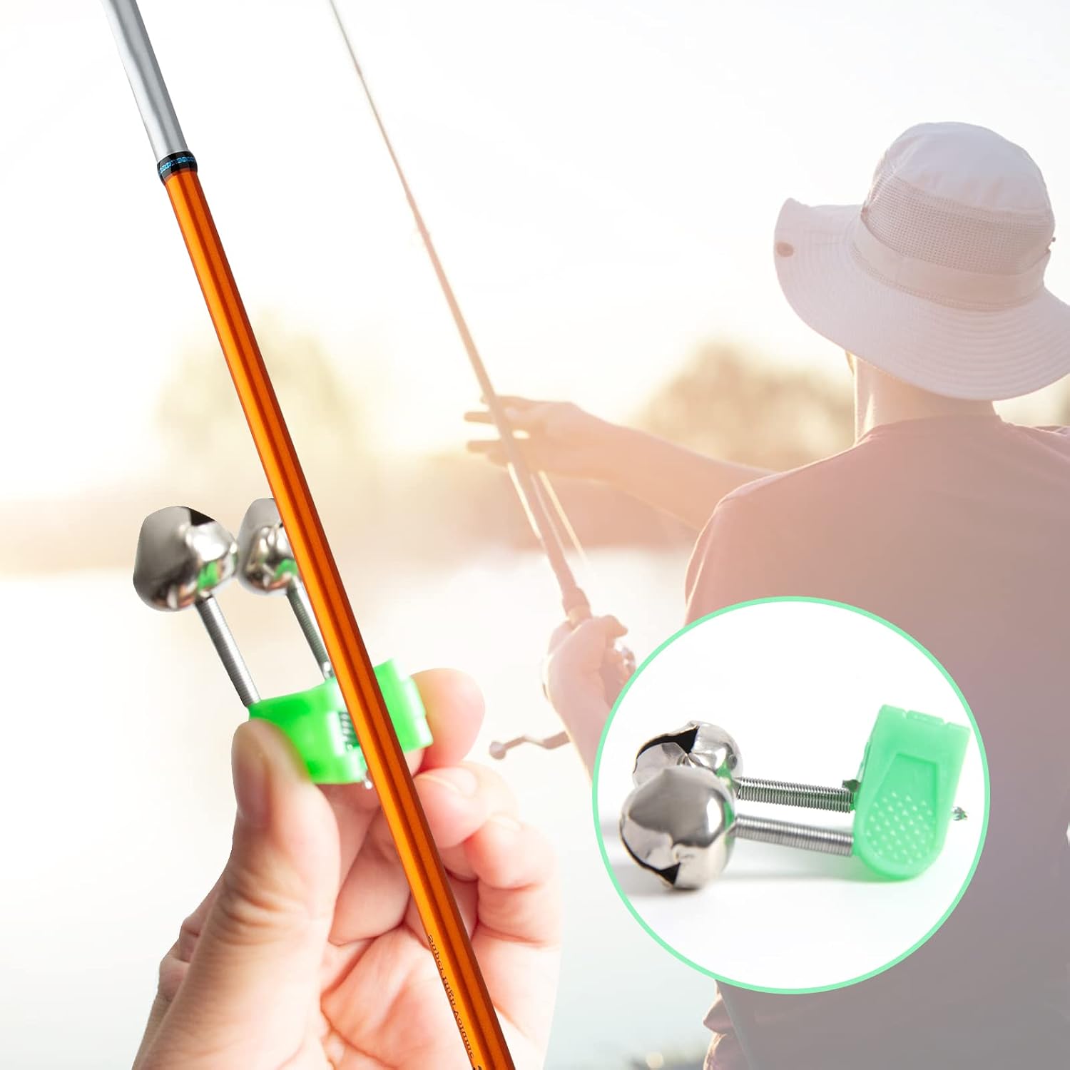 Hapy Shop 40 pcs Fishing Rod Alarm Dual Alert Bells Fishing Bells Ring Fishing Accessory,Green