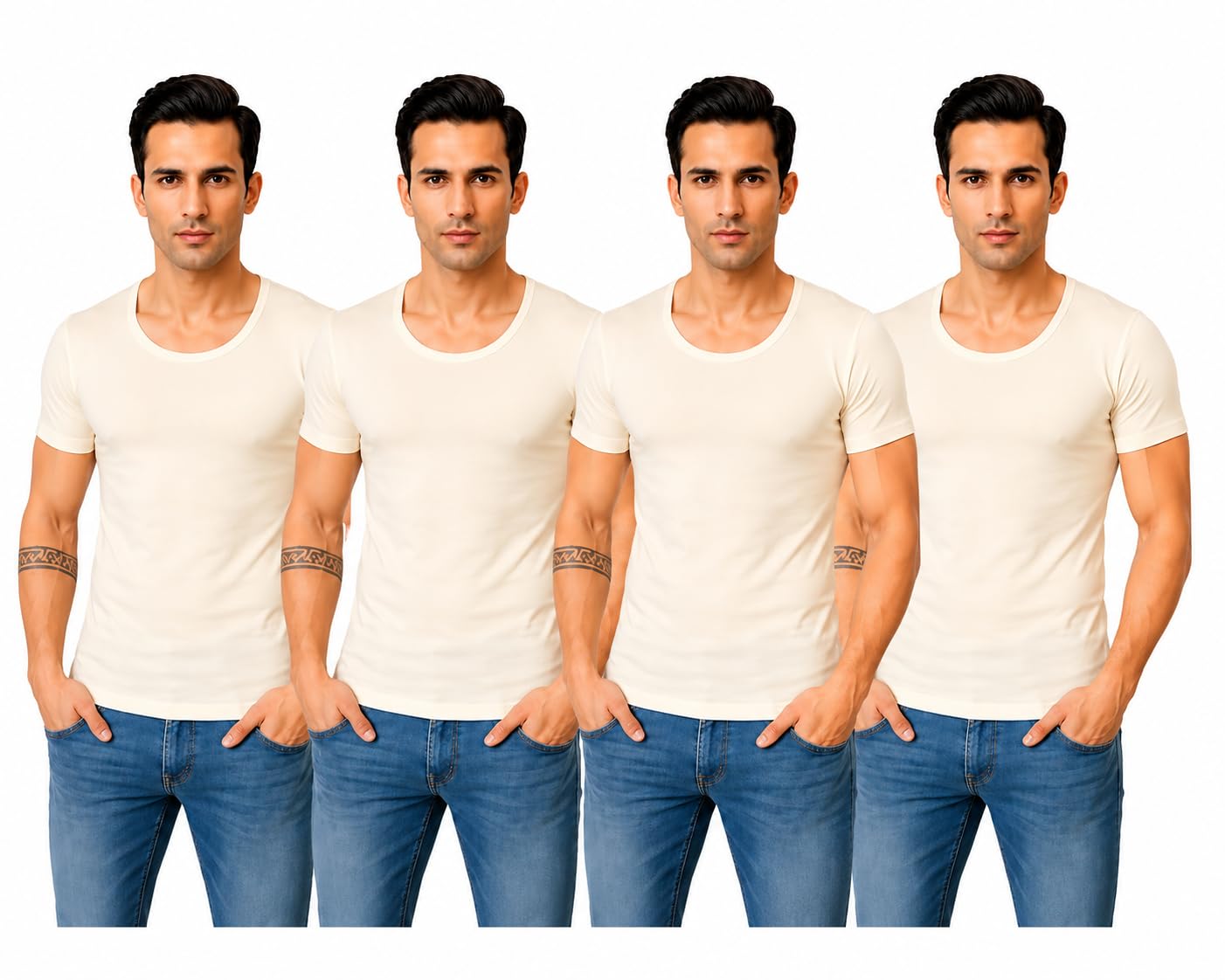 kothari Men's Cotton Ribbed Vest Round Neck Gym Vest Soft Breathable Innerwear Stretch Comfortable Casual Undershirt Pack of 5-picture-16
