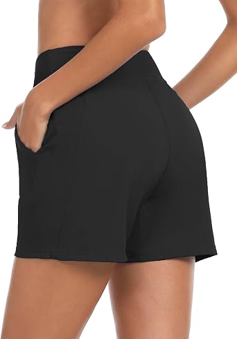 Tournesol Womens Swim Shorts High Waisted Bathing Suit Bottoms UPF50+ Quick Dry Swimsuit Tankini Board Shorts with Pocket