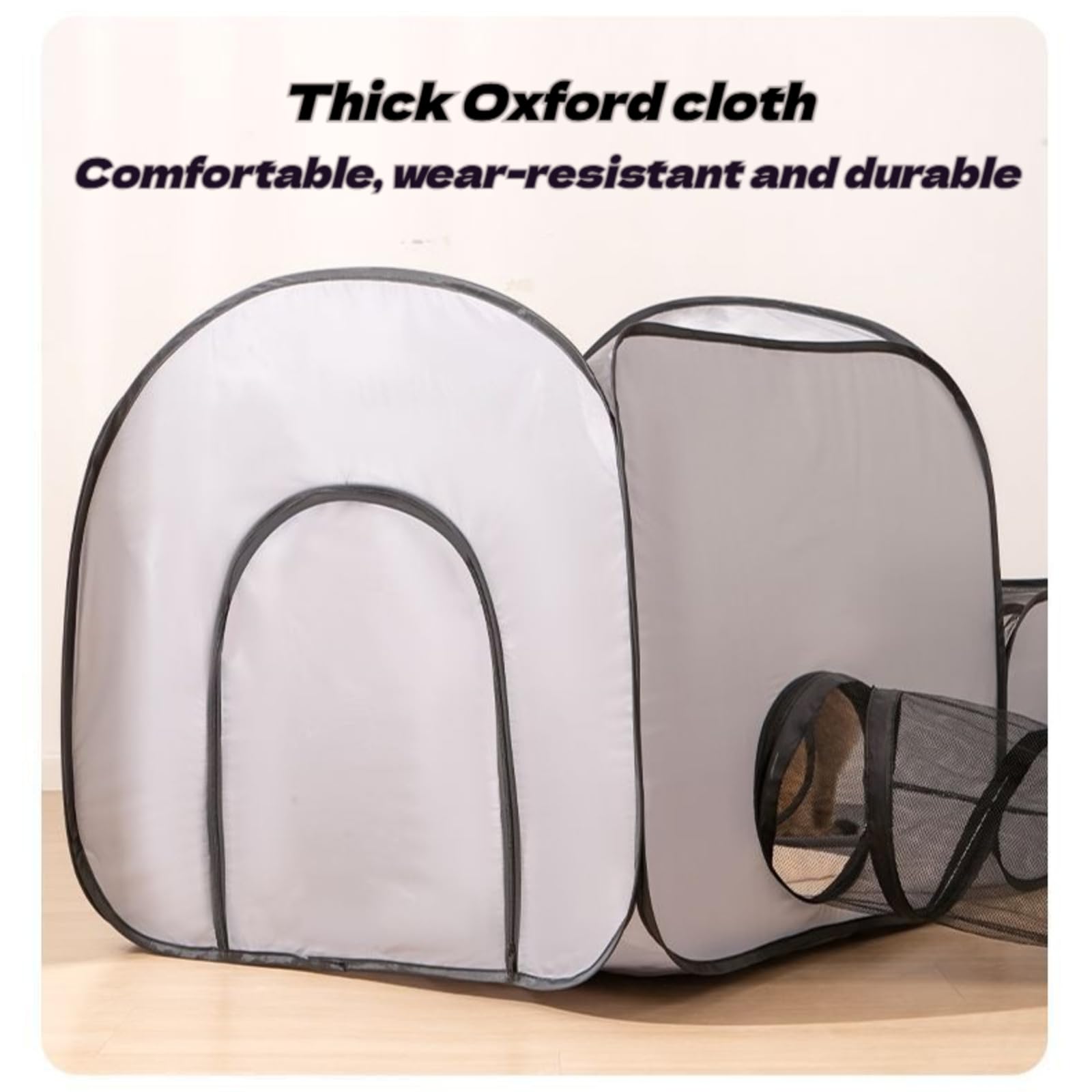 Parc d'extérieur pour Chat - Enclos pour Chat - avec Design Portable - Maison de Jeu Interactive avec Tunnel - Accessoire Portable pour Animaux de Compagnie pour Chiots et Petits (L)