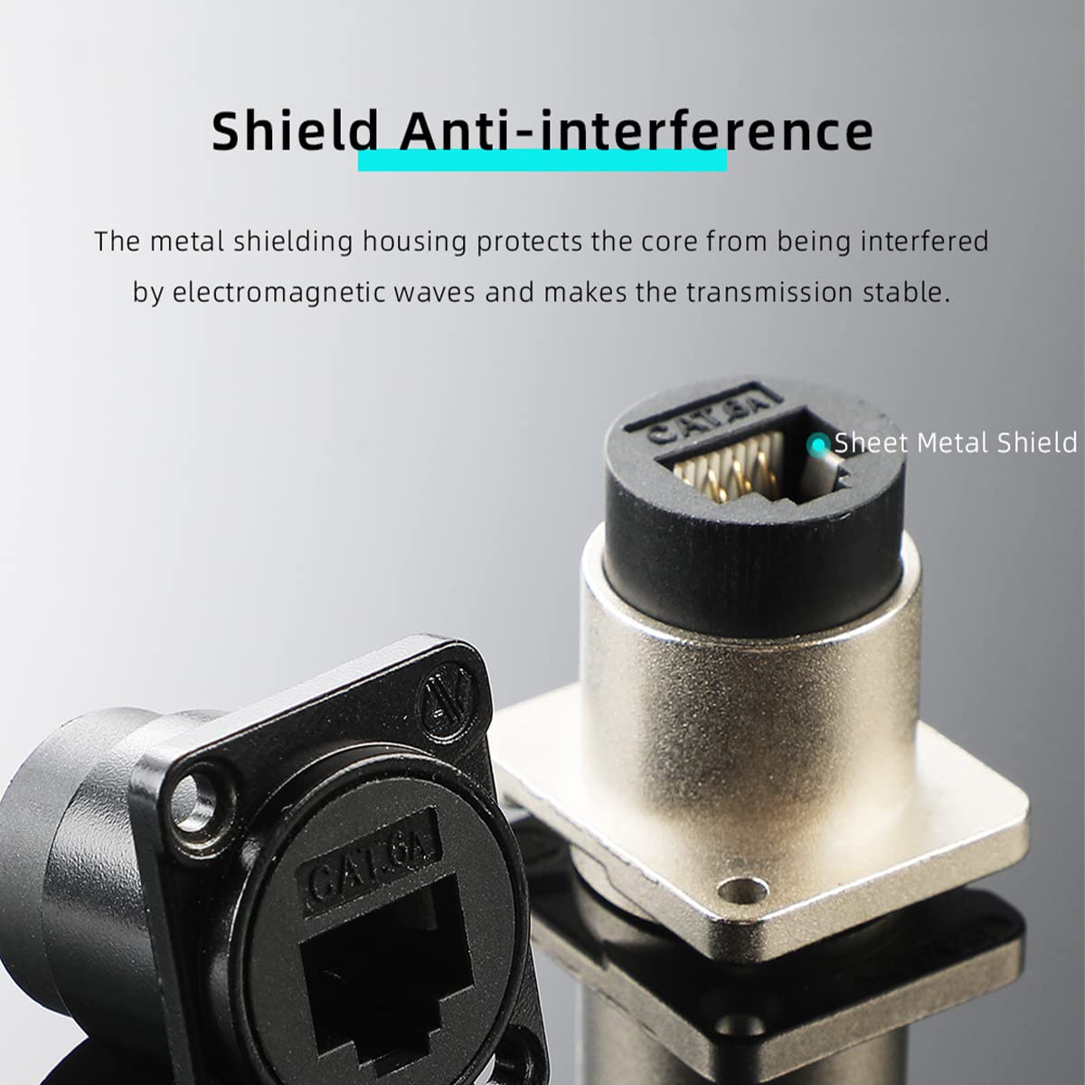 PENGLIN 5PCS Shielded RJ45 Ethernet Extender, D-Type RJ45 CAT6A Panle Mount Socket, Female to Female Ethernet Coupler for Cat6a Cat6 Cable