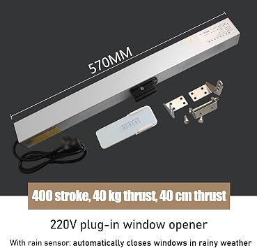 Electric Window Opener, Electric Chain Window Open Actuator with Remote Control and Rain Sensor, Double-Layer Chain and Silent Design, for Skylight Sliding Window
