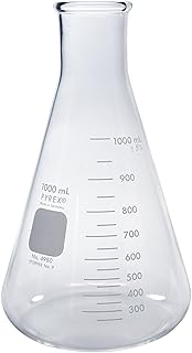 PYREX 1L Narrow Mouth Erlenmeyer Flasks with Heavy Duty Rim, 6/pk