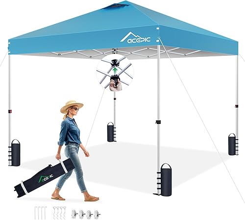 Miniatura 11 de Tienda de campaña desplegable de 10 x 10 pies, glorieta instantánea para exteriores con parte superior ventilada, parasol con revestimiento plateado