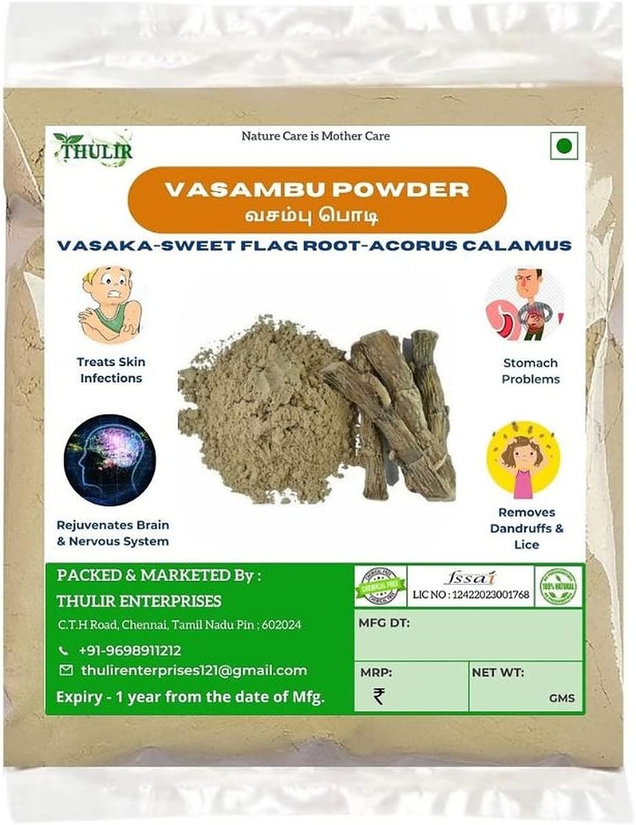 THULIR Vasambu Powder - 100 Gms | Vach Root Powder | Sweet Flag | Gotu Kola Powder | Acorus Calamus