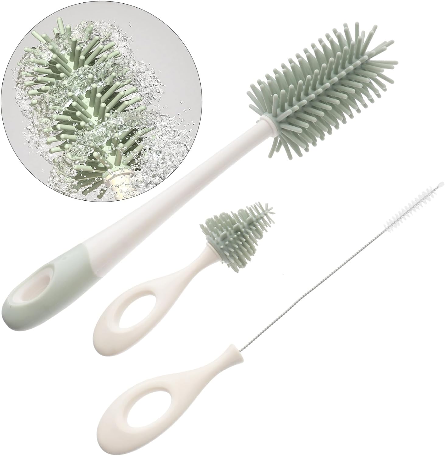 Baby Bottle Cleaner Brush Set with 360° Rotating Long Handle
