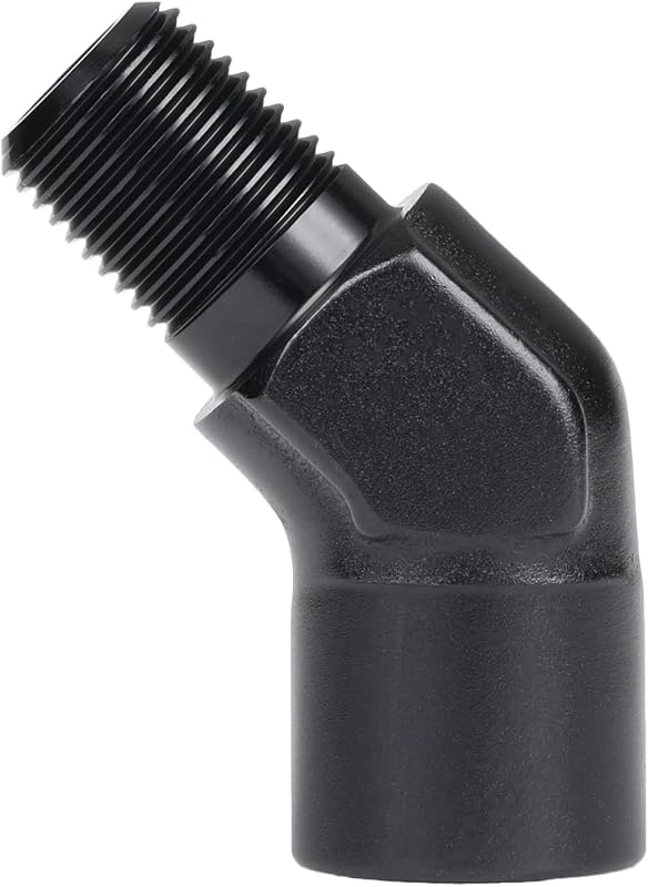 Adaptador União 1/8 NPT Fêmea para 1/8 NPT Macho 45° Podavelle em Alumínio Preto – 1 unidade